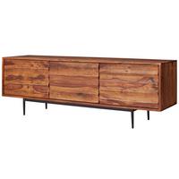 LOWBOARD Mango Massivholz Metall Industrial Stil für Fernseher bis 55 Zoll - Schwarz/Braun, Holz/Metall (147/50/38cm) - KADIMA DESIGN