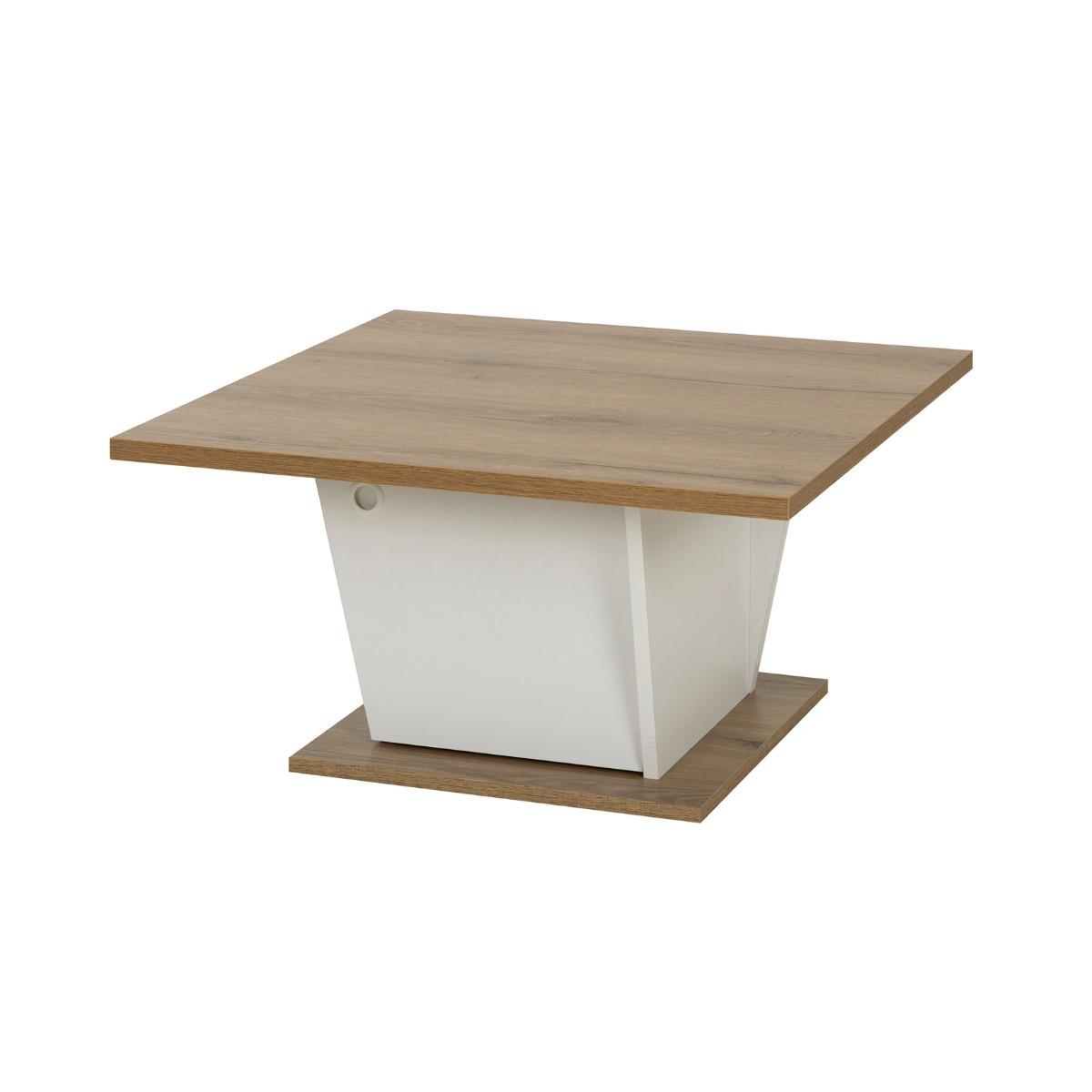 COUCHTISCH Bar Dekor Weiß und Eiche ATOS 69/69/38 cm - Eschefarben, Holzwerkstoff (70.5/69/38cm) - Calicosy