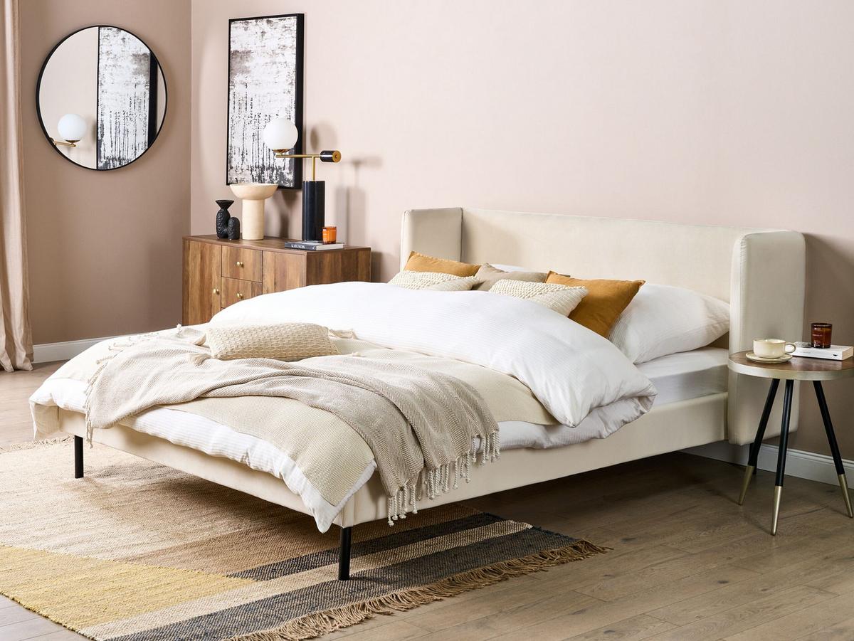 POLSTERBETT 160/200cm Helles Beige Arette - Beige, Textil (160/200cm) - Beliani