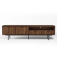 LOWBOARD Nordiva 2T 2S Warmia Walnut 200/55/40 cm – Metallgestell - Walnussfarben/Schwarz, Holzwerkstoff/Metall (200/55/40cm) - AX Living