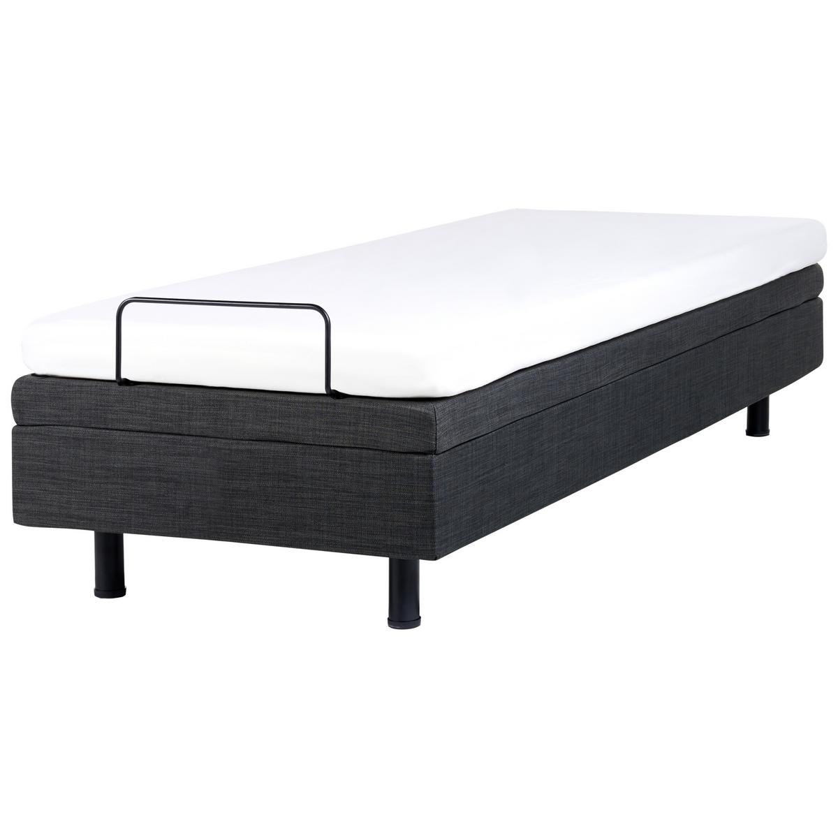 BETT verstellbar ohne Kopfteil Stoff 80/200 cm Dunkelgrau Duke - Dunkelgrau, Textil (80/200cm) - Beliani