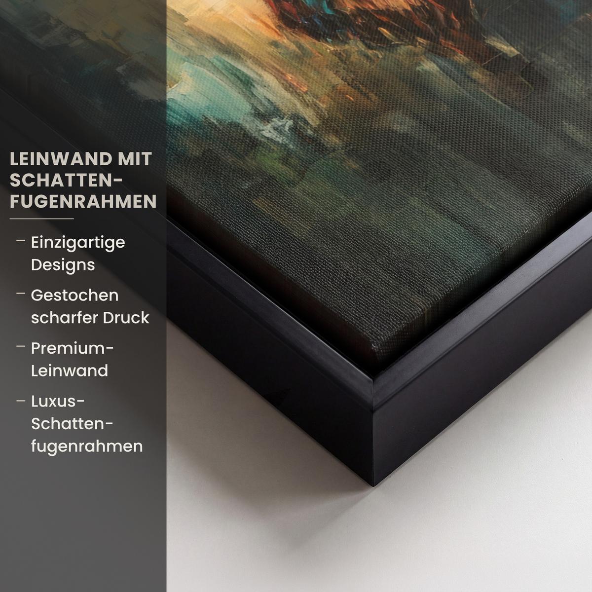 LEINWAND Bilder mit Rahmen - Hirsch - Gemalt - Geweih - Braun - 20x30 - Haselnussfarben, Textil (20/30cm) - MuchoWow