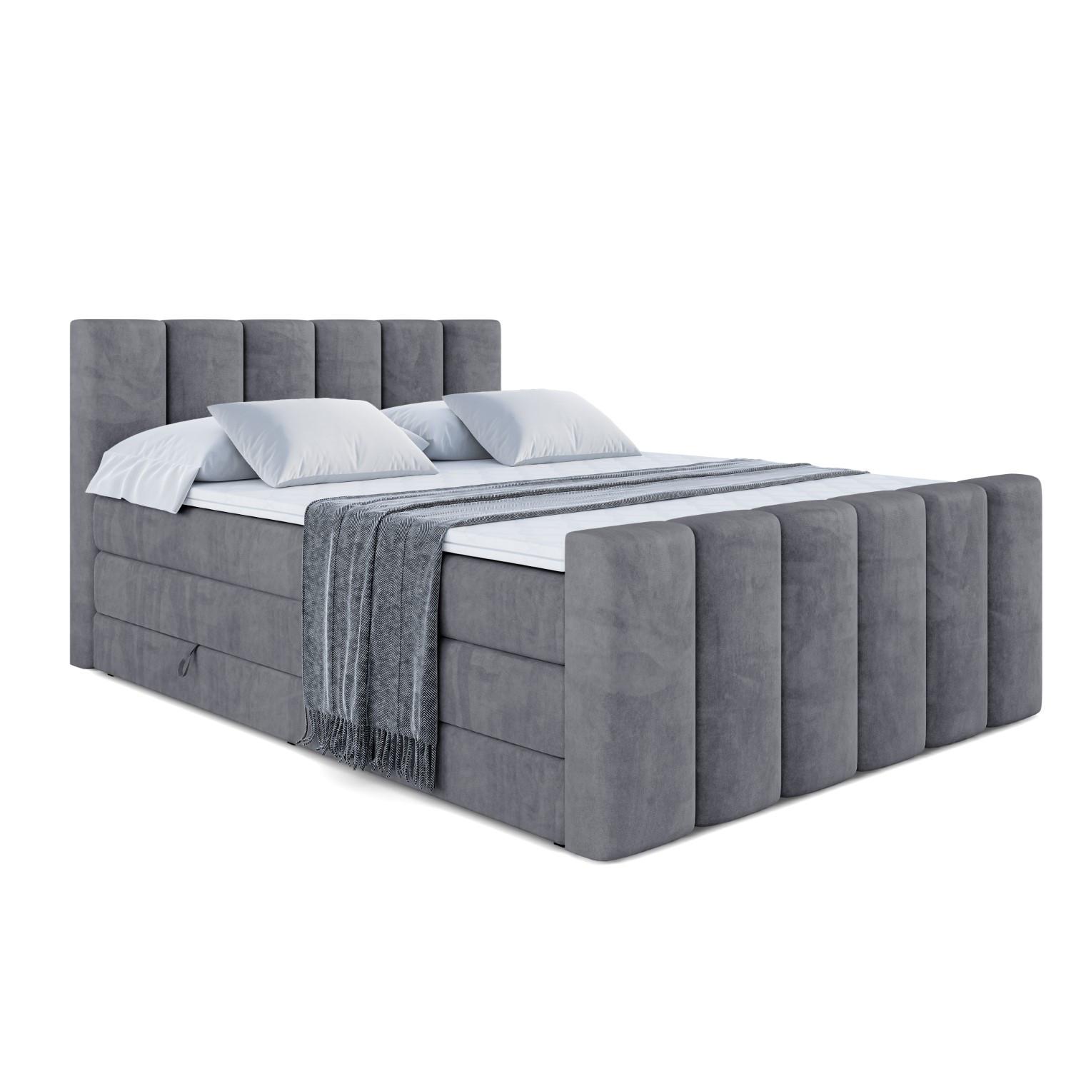 BOXSPRINGBETT BOXI1-Z KING - 140x200 - H3/H4 - Dunkelgrau - Dunkelgrau, Holzwerkstoff (140/200cm) - ALTDECOR