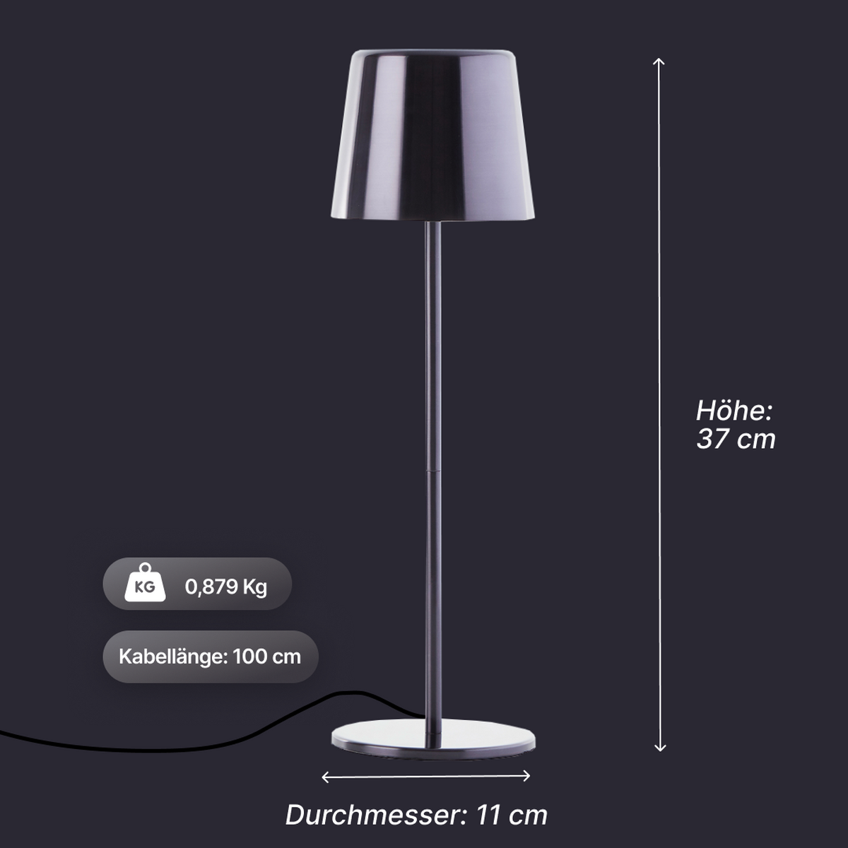 AUSSENTISCHLEUCHTE Xaana G40939/76 - Schwarz, Metall (11/11/37cm) - Brilliant