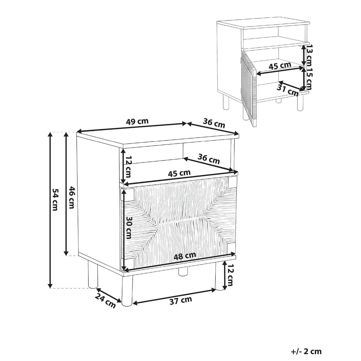 NACHTTISCH Hellbraun Bondi - Hellbraun, Holzwerkstoff (36/49/54cm) - Beliani