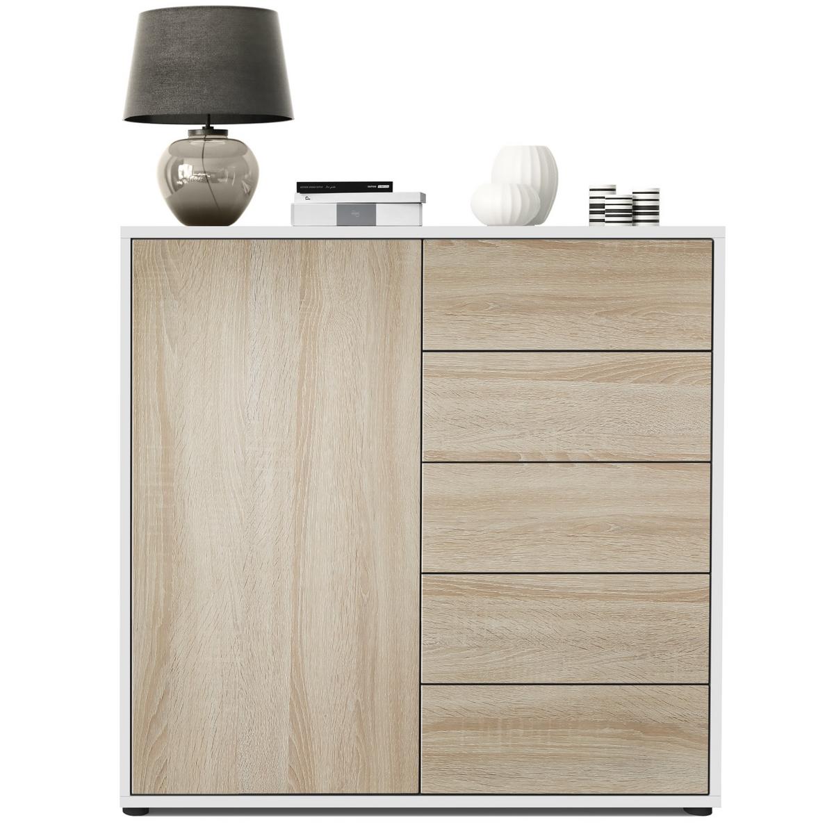 KOMMODE Ben Front in Eiche sägerau - Eiche San Remo, Holzwerkstoff (79/74/36cm) - Vladon