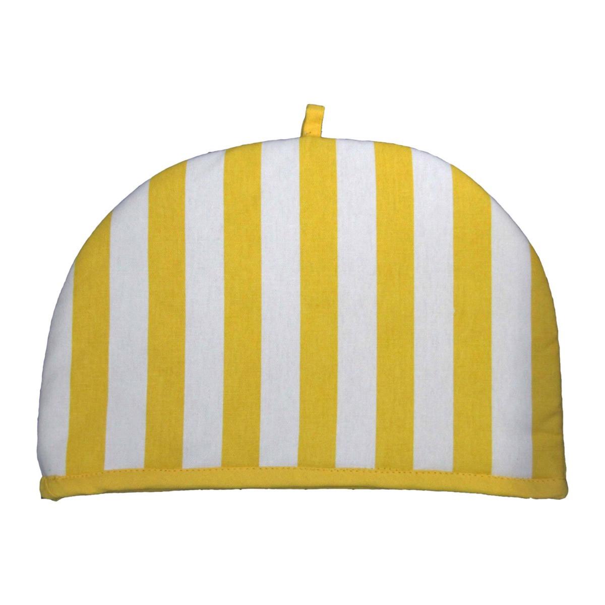 TEA COSY – Stoff-Teewärmer Streifen - Gelb, Textil (36/24/36cm) - Homescapes