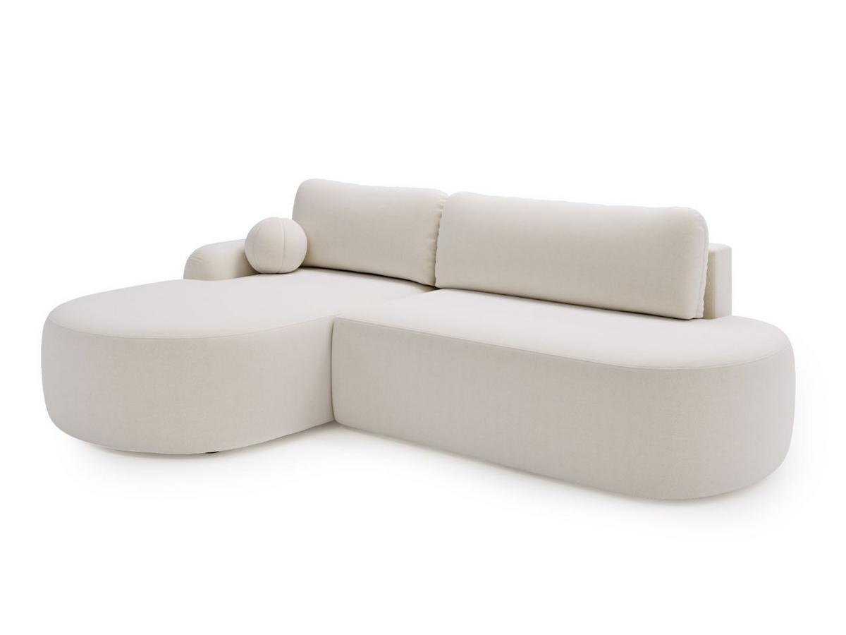 ECKSOFA Aurio O Bouclé-Stoff Weiß Links - Weiß, Holz/Textil (271/177cm) - Graingold