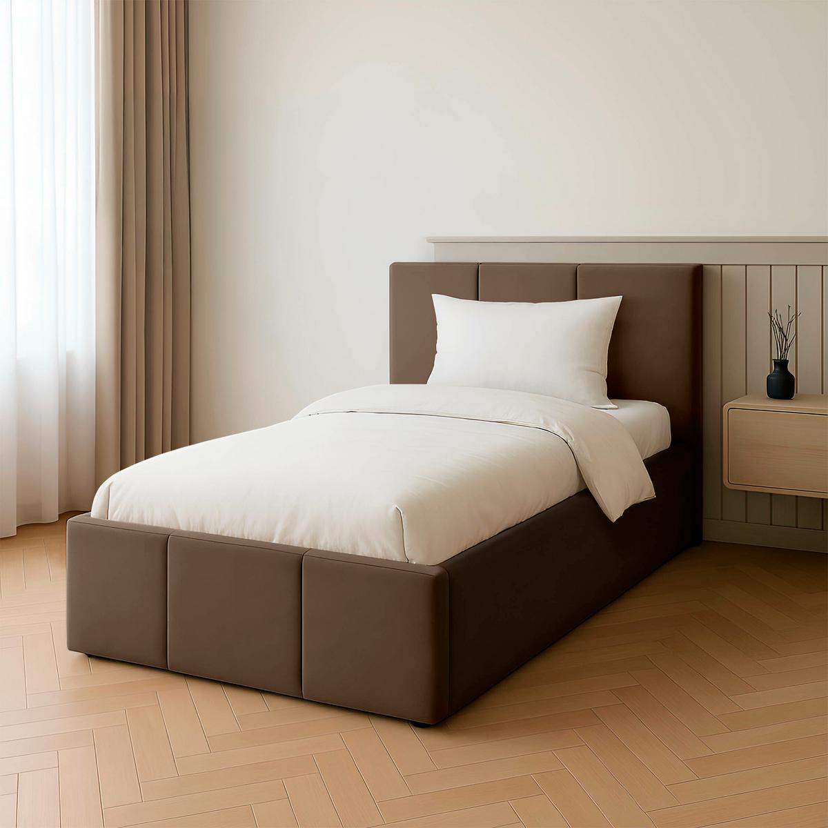 POLSTERBETT für Schlafzimmer Bett mit Stauraum Braun 90x200 - Braun, Holzwerkstoff/Metall (90/200cm) - Muralo