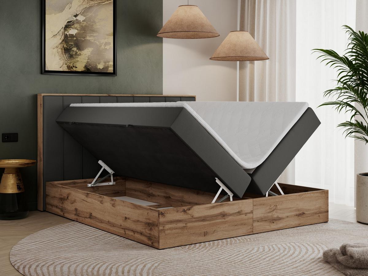 BOXBETT BELLISSIMO 160/200 Dunkelgrau Kunstleder - H3 - Dunkelgrau, Holz/Textil (160/200cm) - MKS
