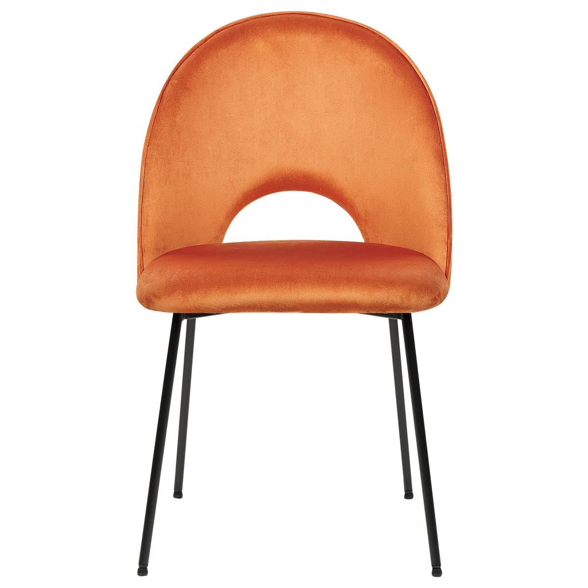 ESSZIMMERSTUHL 2er-Set Samtstoff Orange Covelo - Orange, Textil/Metall (46/84/45cm) - Beliani