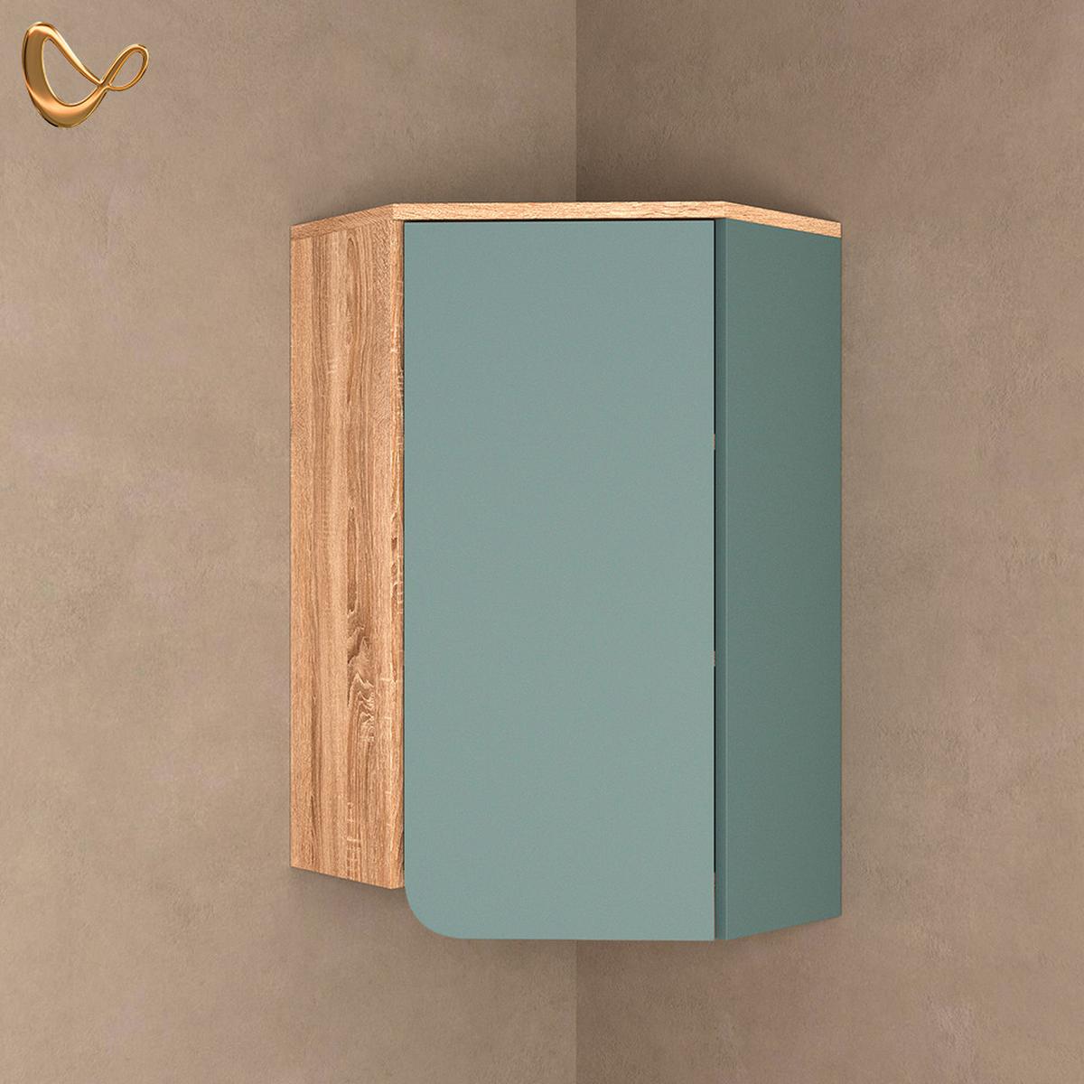 BADSCHRANK Marano Blau-Grau 42.4 x 75 cm mit Tür und offenen Fächern - Blaugrau, Holzwerkstoff (42.4/75/42.4cm) - Livinity®