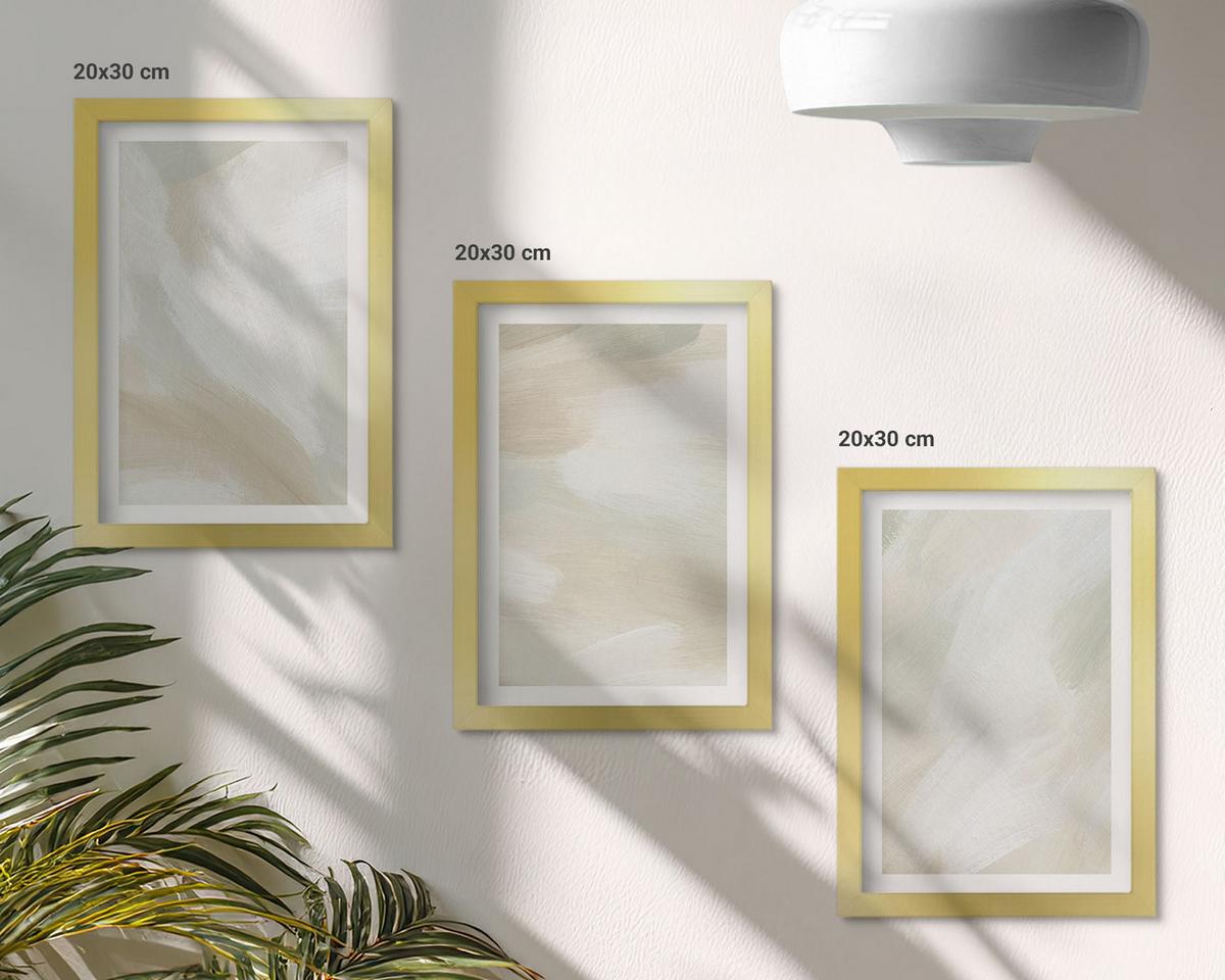BILDER SET 3er Set - 20x30 cm Goldrahmen - Minimalismus der Farbstruktur - Goldfarben, Kunststoff (20/30cm) - TULUP