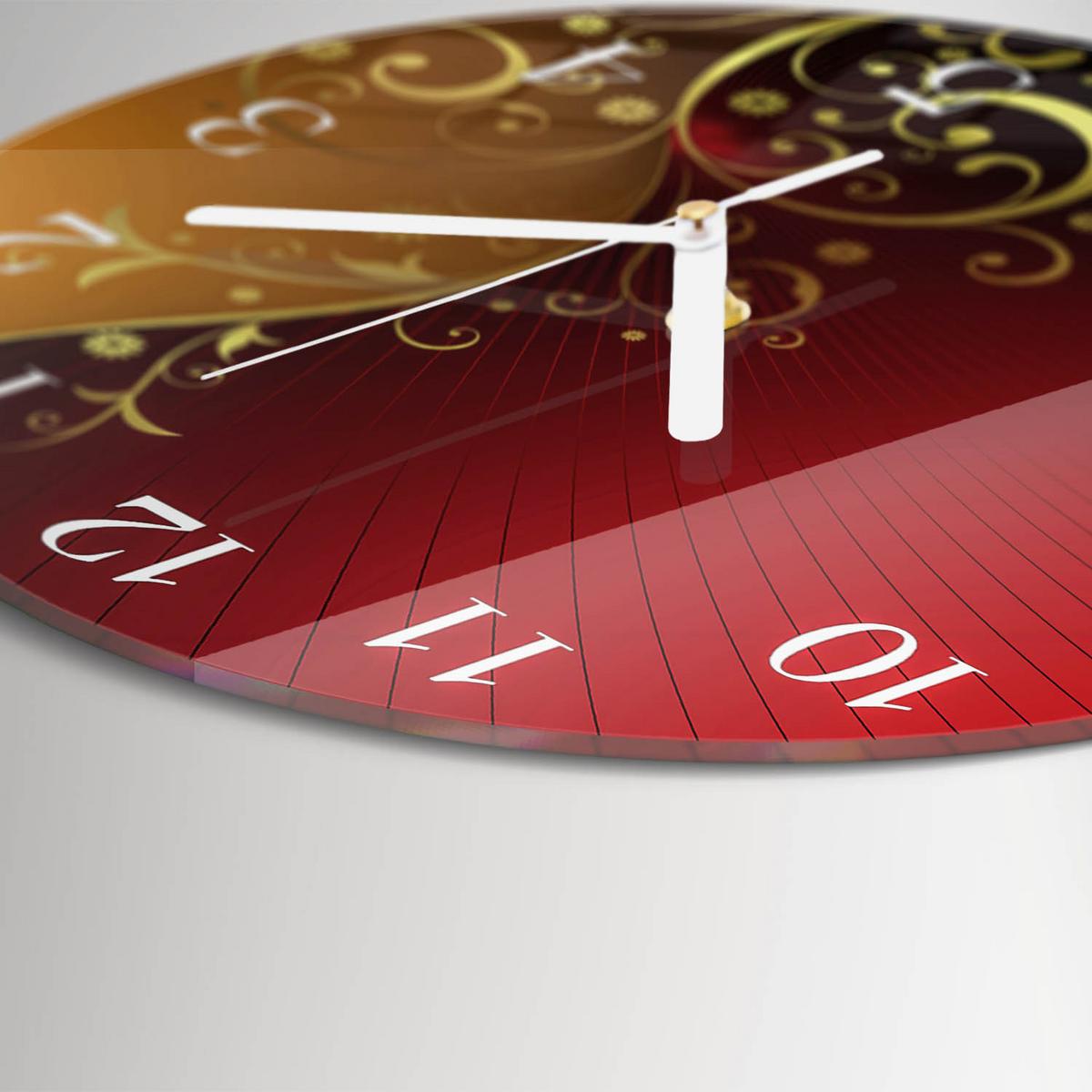 WANDUHR aus Glas Ø30 cm - Abstraktion - Rot, Glas (30/30/0.4cm) - TULUP
