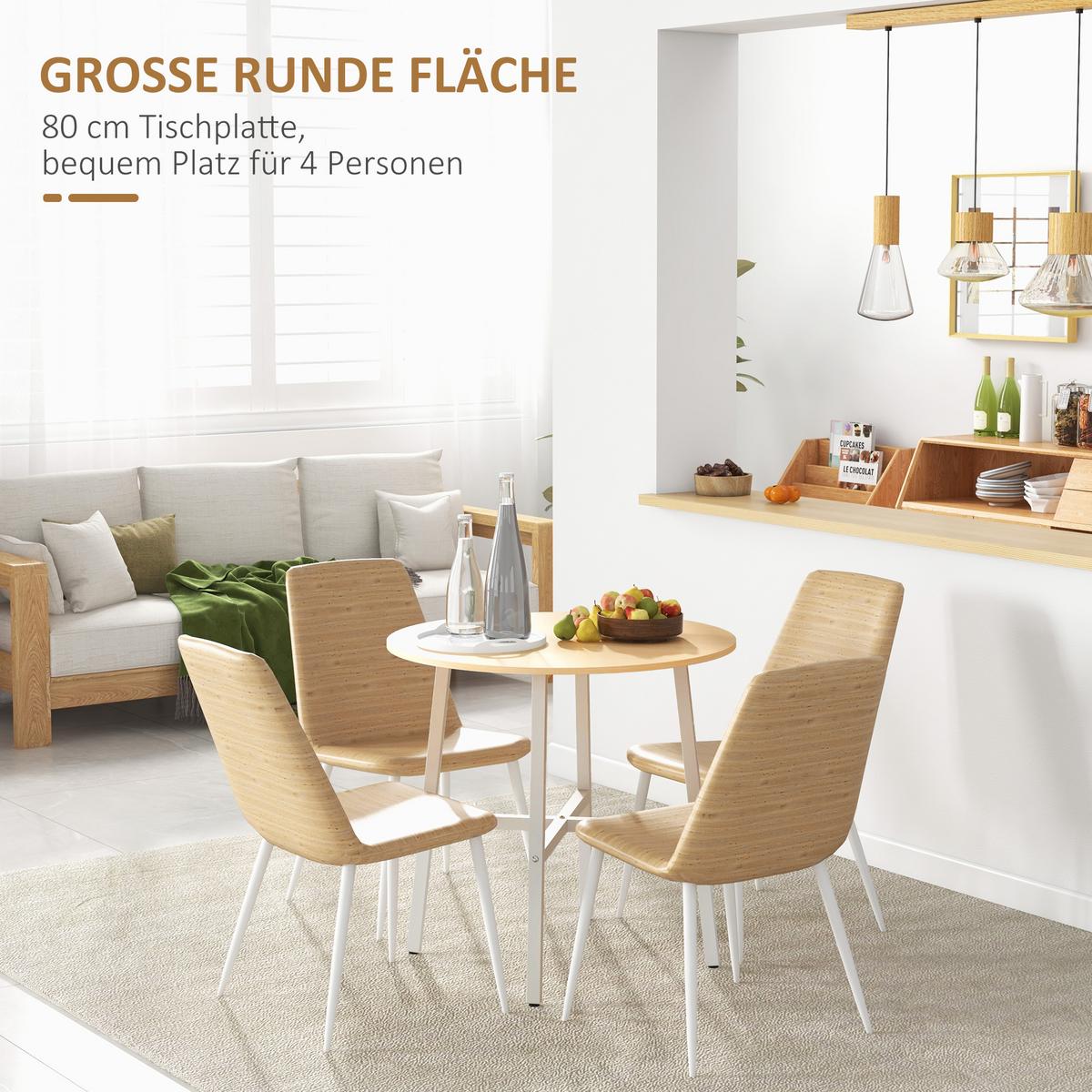 ESSZIMMERTISCH Esstisch Küchentisch für 4 Personen für Esszimmer, Küche, Braun - Naturfarben, Metall (80/80/76cm) - HOMCOM