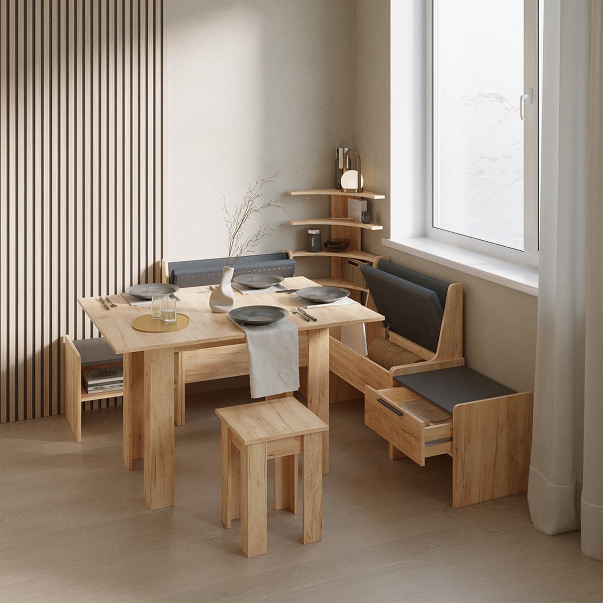 ESSZIMMER-ECKBANK Tiberio Goldkraft Eiche 120 x 120 cm - Honigeiche, Holzwerkstoff (120/120cm) - Livinity®