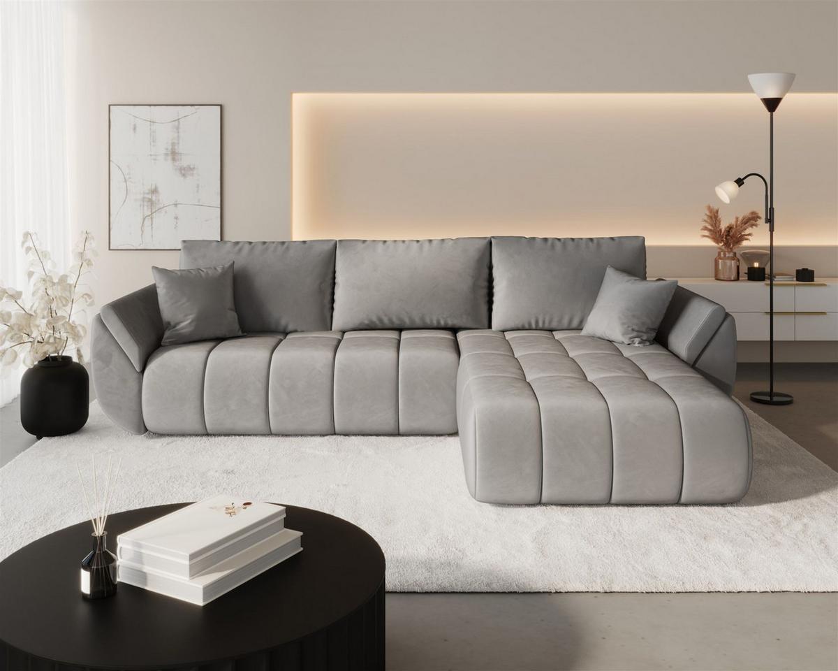 ECKSOFA Misato In Monolith - Hellgrau, Holzwerkstoff/Textil (280/175cm) - Fun Möbel