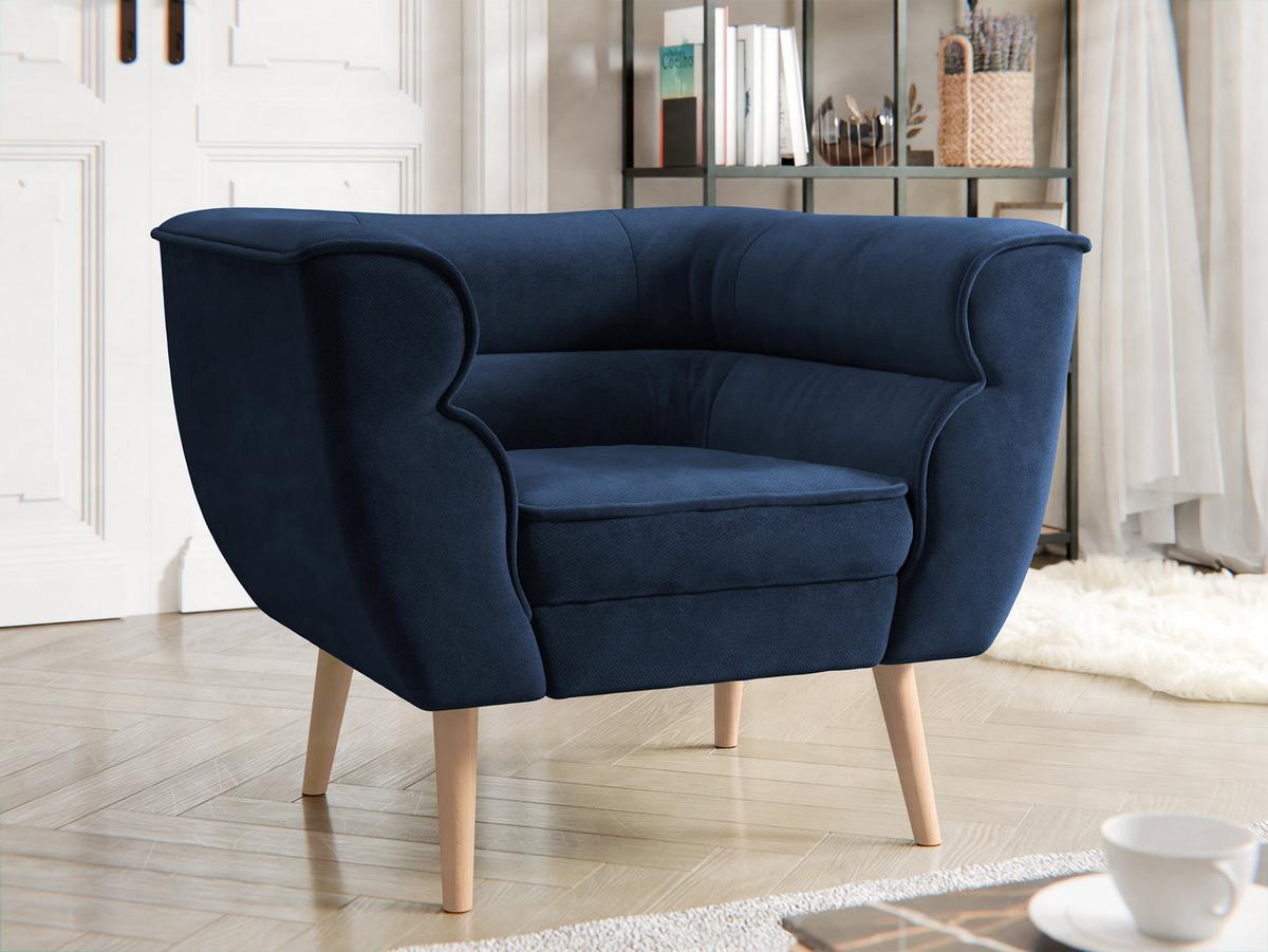 SESSEL Bal 1 - Dunkelblau/Naturfarben, Holz/Textil (82/75/74cm) - MIRJAN24