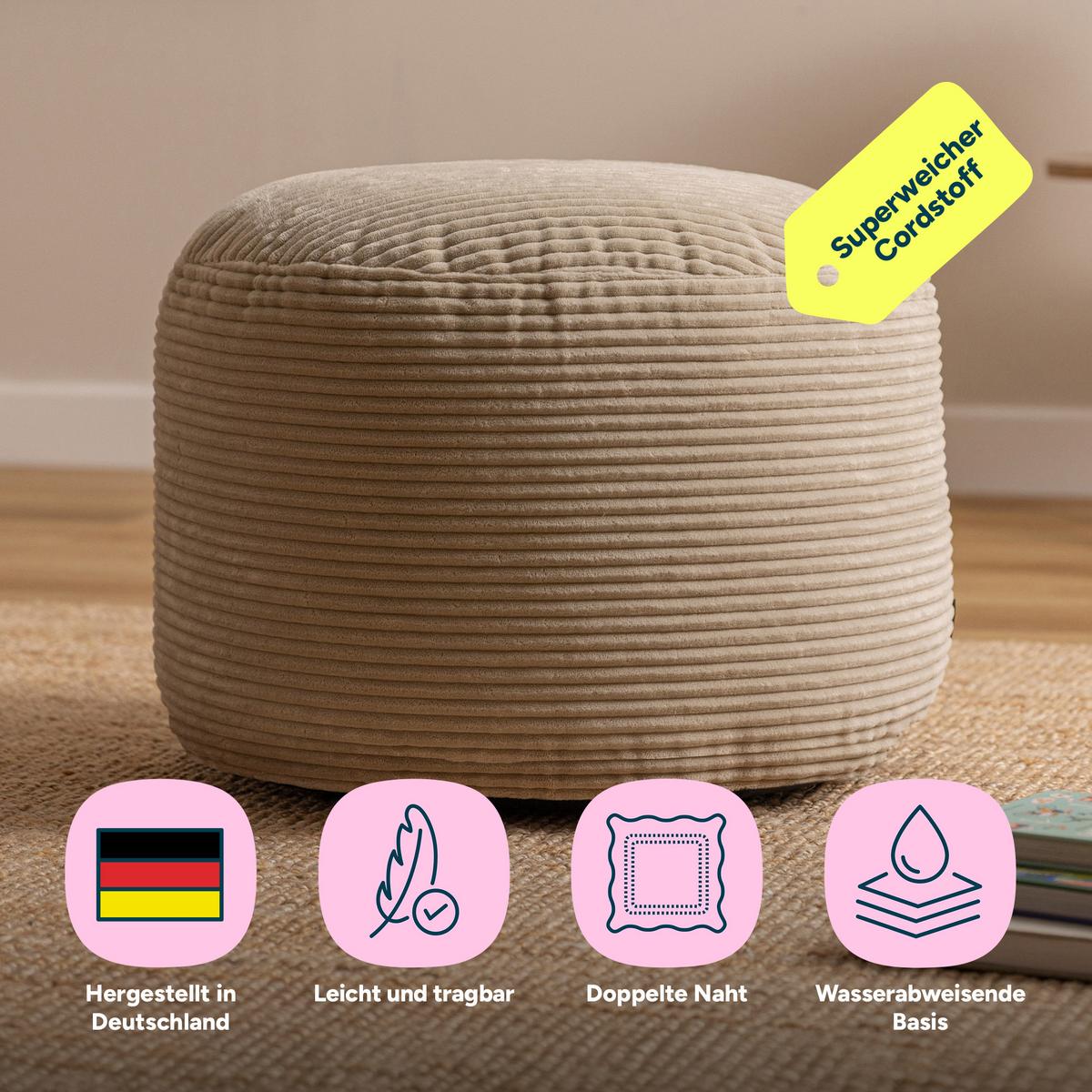 SITZPOUF Rund Milano - Beige, Textil (55/35/55cm) - icon