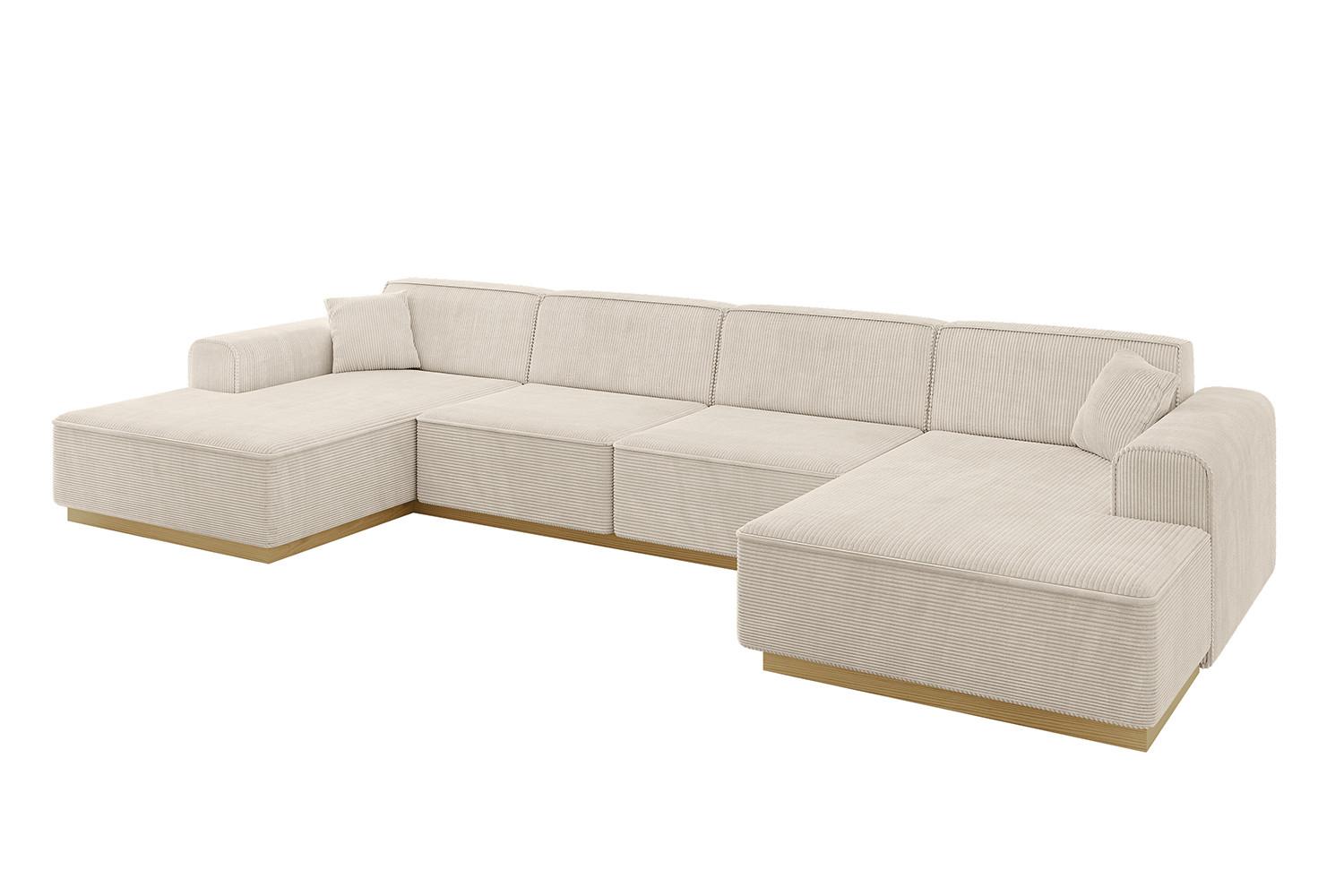 WOHNLANDSCHAFT IREA-U2-v2 - 386x165x80 cm Beige - Beige, Holzwerkstoff/Textil (386/80/165cm) - ALTDECOR