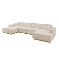 WOHNLANDSCHAFT IREA-U2-v2 - 386x165x80 cm Beige - Beige, Holzwerkstoff/Textil (386/80/165cm) - ALTDECOR