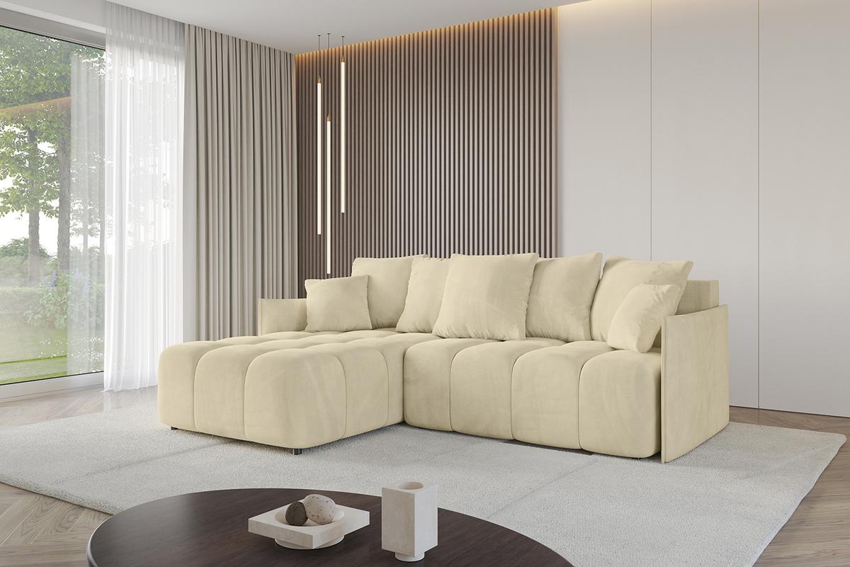 ECKSOFA Ottomane links LONLI-L 251x189x68 Taupe Velours - Taupe, Holzwerkstoff/Kunststoff (251/189cm) - ALTDECOR