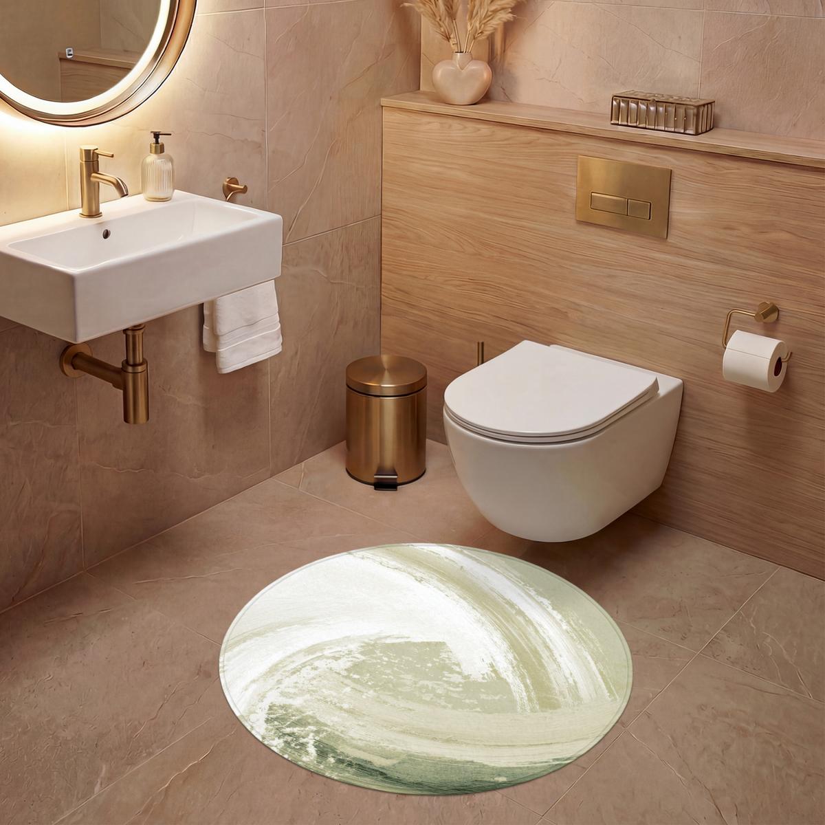 WC-VORLEGER Abstrakt - Pinselstriche - Wellen - Grün Toilettenteppich 70x70 cm - Mintgrün, Textil (70/1cm) - OnlyWow