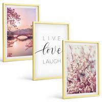 BILDER SET 3er Set - 40x60 cm Goldrahmen - Blumenbrücken-Inschriftenmotiv - Goldfarben, Kunststoff (40/60cm) - TULUP