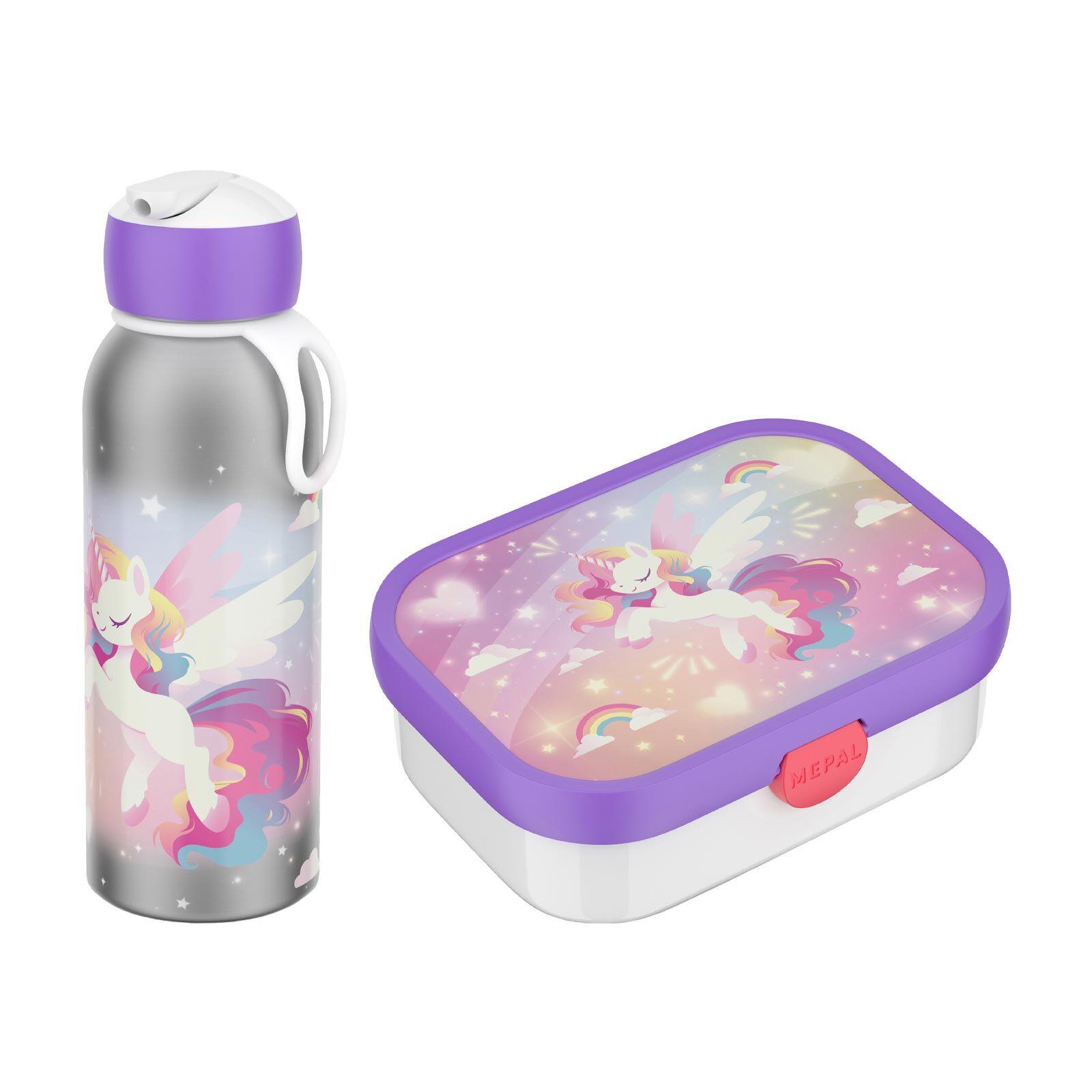 LUNCHSET MIT THERMOFLASCHE Campus Unicorn Glow 2-tlg. - Violett/Weiß, Kunststoff/Metall (2/2/2cm) - Mepal
