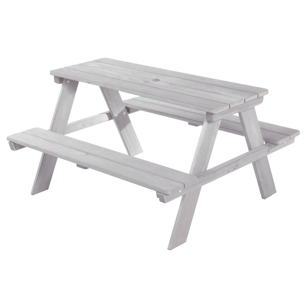 KINDERSITZGARNITUR OUTDOOR + in grau mit Bankkissen - Hellgrau, Holz - Roba