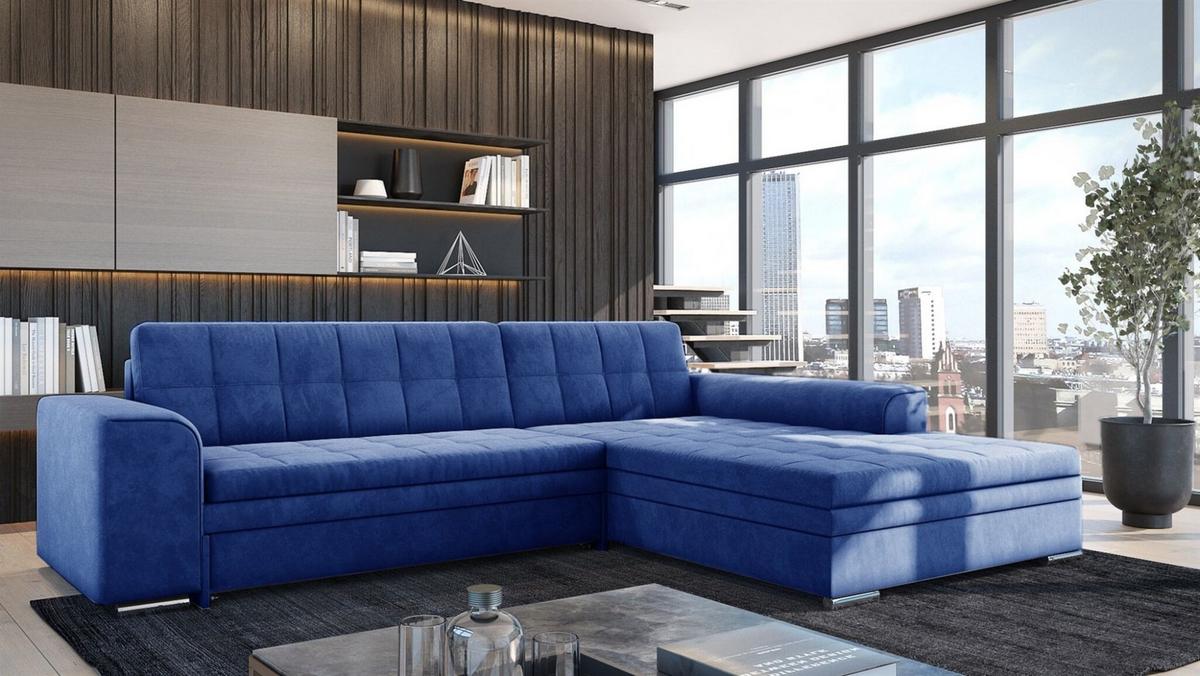 ECKSOFA Lusaka Mit Schlaffunktion - Blau, Holzwerkstoff/Textil (198/292cm) - Fun Möbel