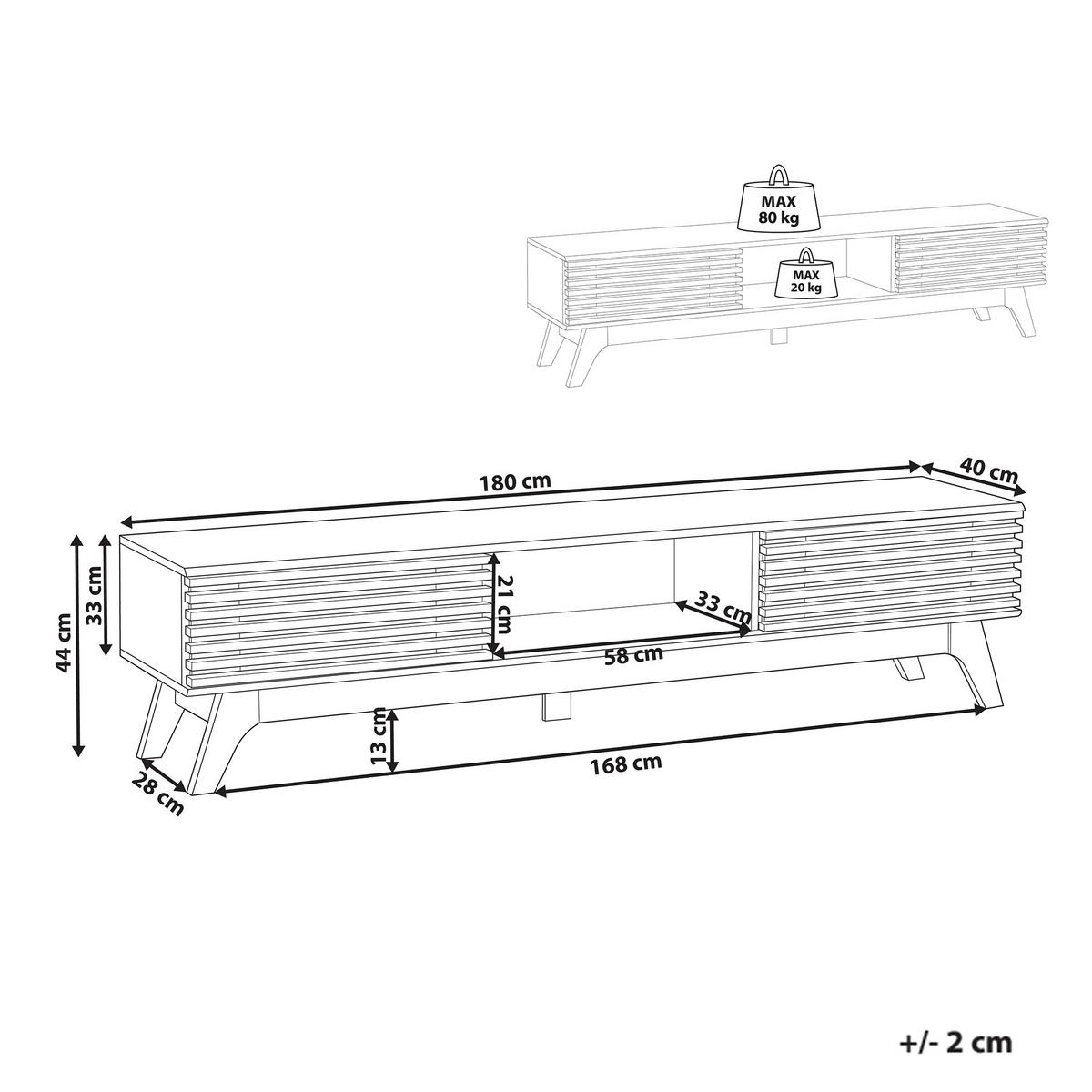 TV-MÖBEL Braun Toledo - Braun, Holzwerkstoff (180/44/40cm) - Beliani