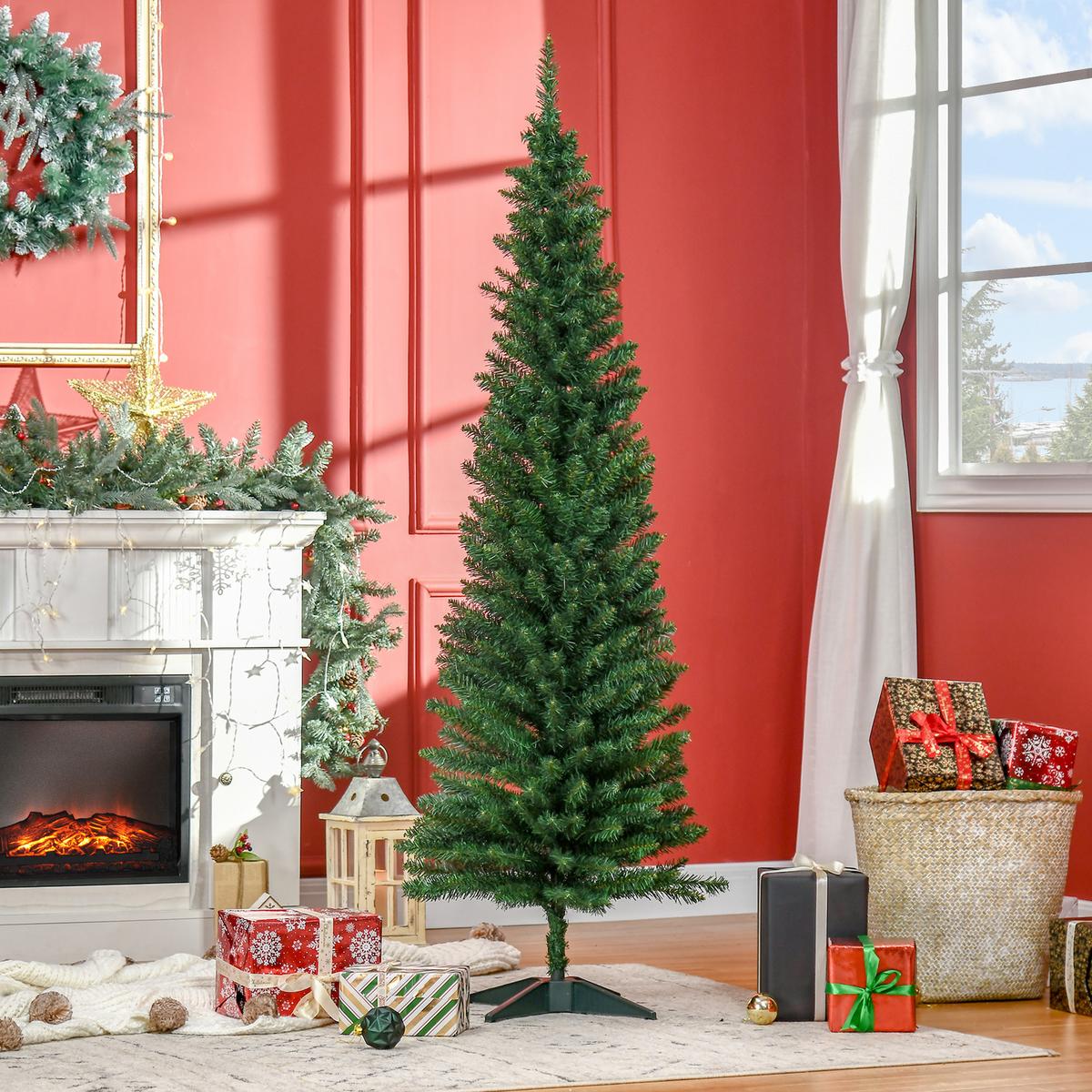WEIHNACHTSBAUM 390 Spitzen Tannenbaum mit Kunststoffständer Grün - Grün, Kunststoff (180cm) - HOMCOM