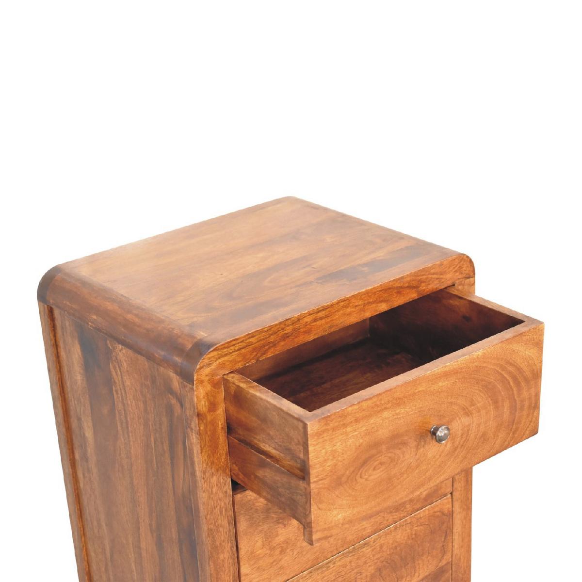 TALLBOY Aspen mit 5 Schubladen, Braun - Messingfarben/Braun, Mangoholz/Holz (45/90/35cm) - Artisan Furniture