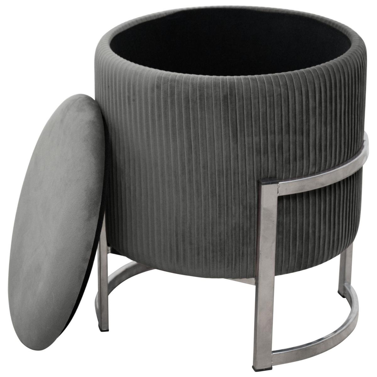 SITZHOCKER mit Stauraum, Polsterhocker Grau 40/46/40 - Grau, Textil (40/46/40cm) - RAUMHIRSCH FURNITURE