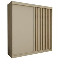 SCHWEBETÜRENSCHRANK Cabinio Beige Eiche Artisan 200/216/61 cm – Modern, mit Lamellen - Beige/Walnussfarben, Holzwerkstoff/Kunststoff (200/216.1/61cm) - AX Living