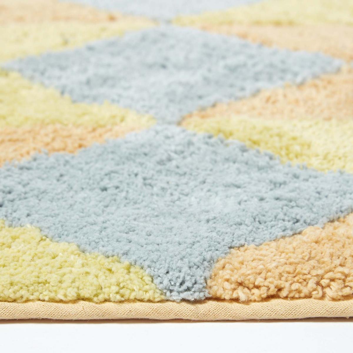 BADEMATTE 50/80 cm Rautenmuster, Baumwolle - Gelb, Textil (50/80cm) - Homescapes