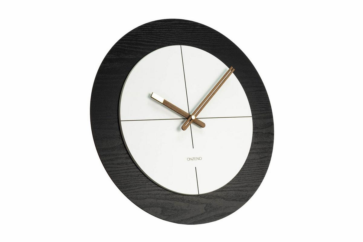 WANDUHR Design Schwarz-Weiß 40/40 cm - Schwarz, Holzwerkstoff (40/40/1cm) - ONZENO