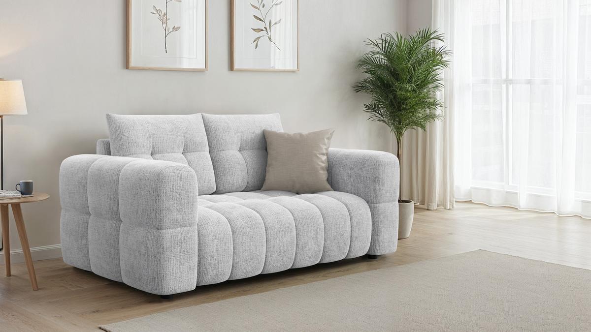 SOFA CLOUDI 2-Sitzer, hellgrau - Hellgrau/Schwarz, Holz/Textil (181/89/104cm) - Wozimo