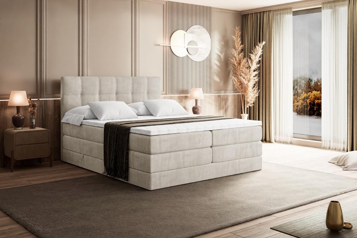 BOXSPRINGBETT MARCE KING - 180x200 - H3/H4 - Ecru - Ecru, Holzwerkstoff (180/200cm) - ALTDECOR