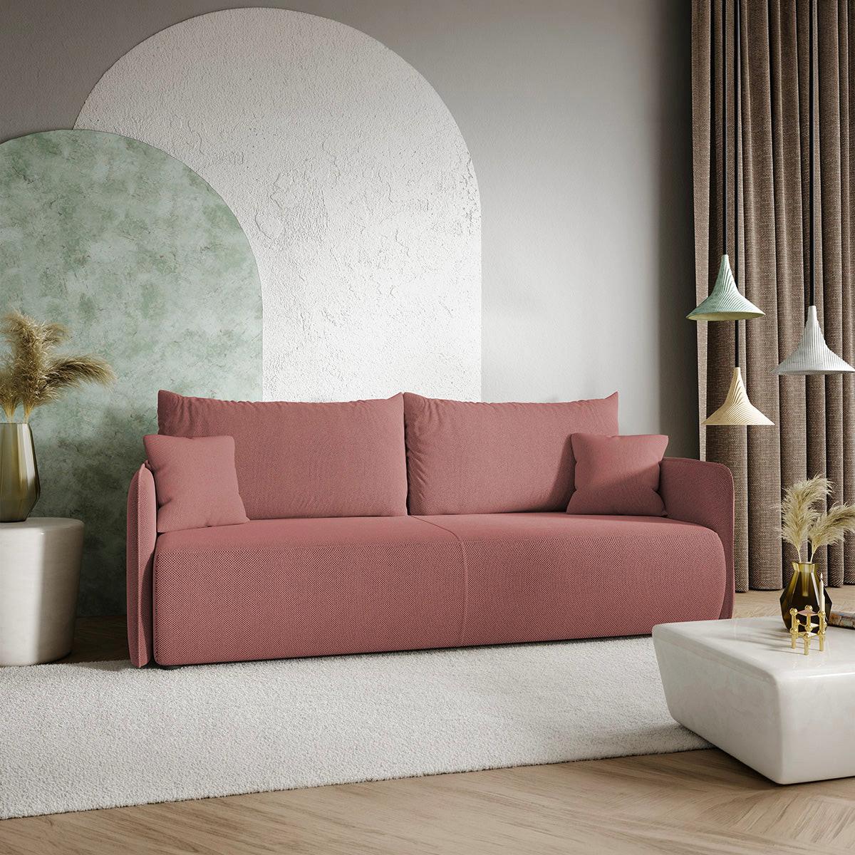 SOFA Claudio 3 Sitzplätze Rose - Rosa, Holz (216/86/105cm) - Petits-meubles