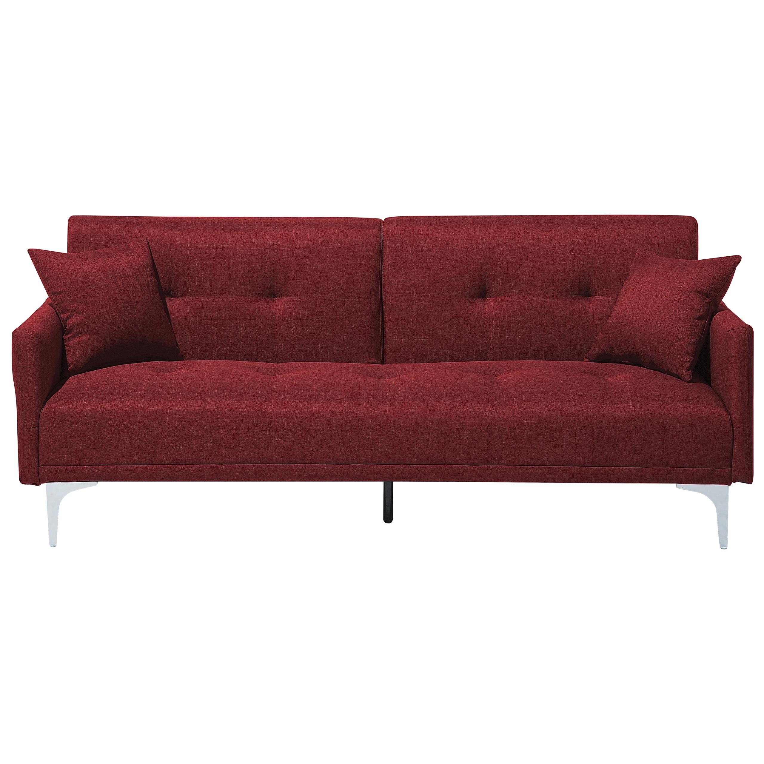 3-SITZER-SCHLAFSOFA Polyester Rot Lucan - Dunkelrot, Textil (190/75/90cm) - Beliani