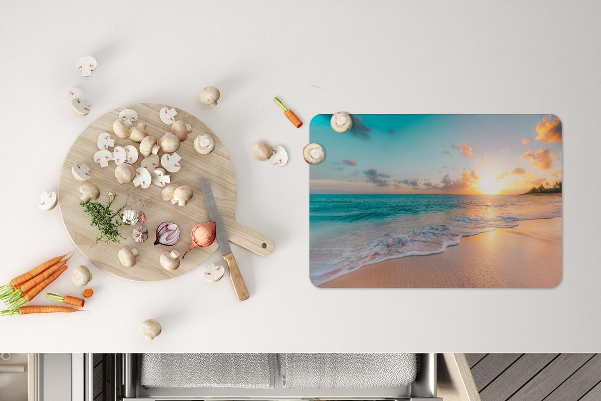 PLATZSETS 6er-Set Sonnenuntergang - Strand - Meer - Sommer - Blau Abwaschbar 45x30 cm - Türkis, Kunststoff (0.3/45/30cm) - MuchoWow