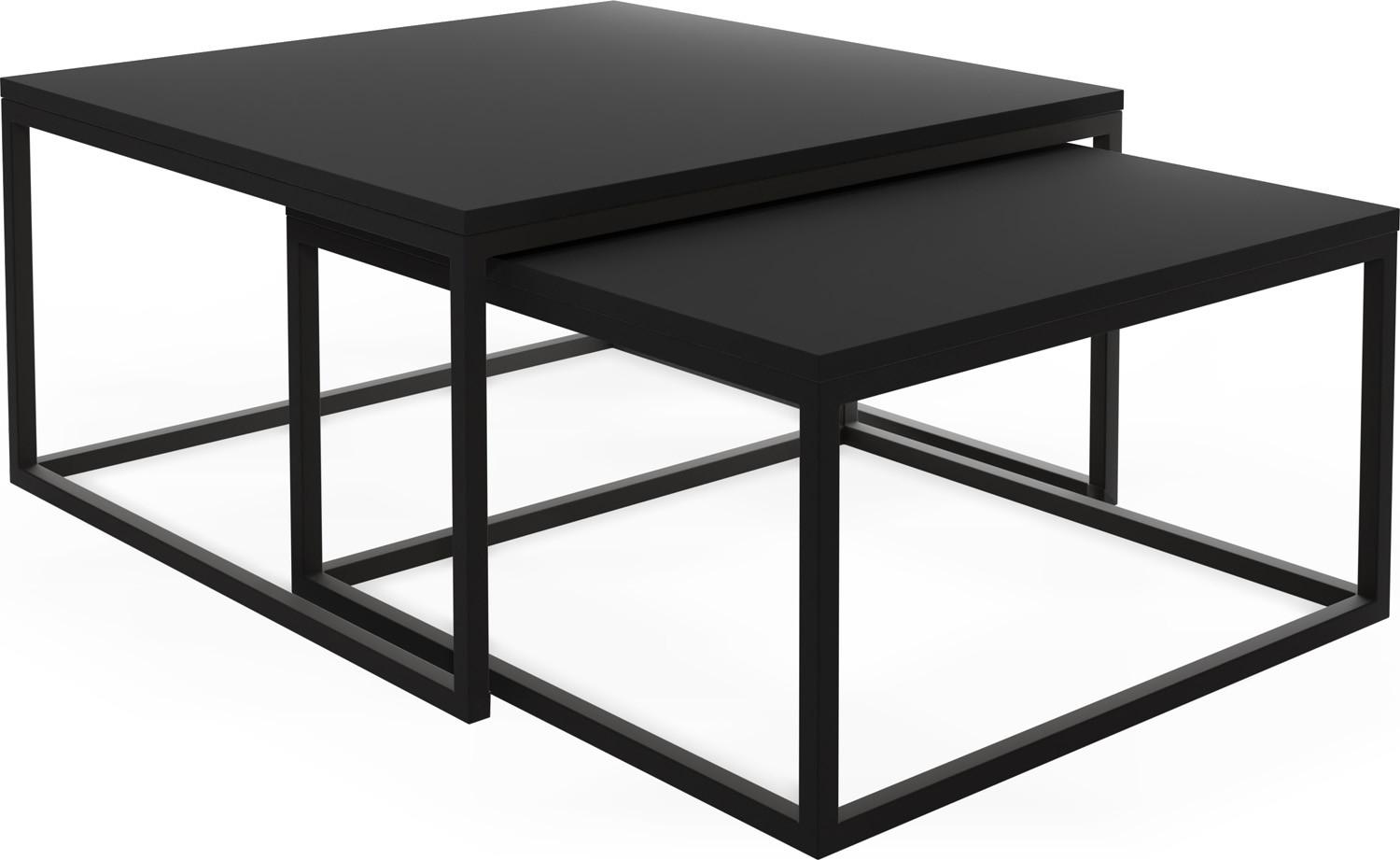COUCHTISCHE Vella 2er-Set quadratisch, Schwarz 76/76/39cm + 66/66/34 cm - Schwarz, Holzwerkstoff/Metall (76/76/39cm) - WFL GROUP