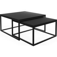 COUCHTISCHE Vella 2er-Set quadratisch, Schwarz 76/76/39cm + 66/66/34 cm - Schwarz, Holzwerkstoff/Metall (76/76/39cm) - WFL GROUP