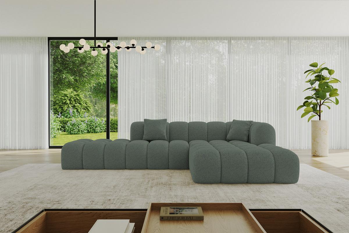 ECKSOFA Ottomane Rechts OLEA-L2 - 289x176x71 cm Grün - Schwarz/Grün, Holzwerkstoff/Kunststoff (289/176cm)