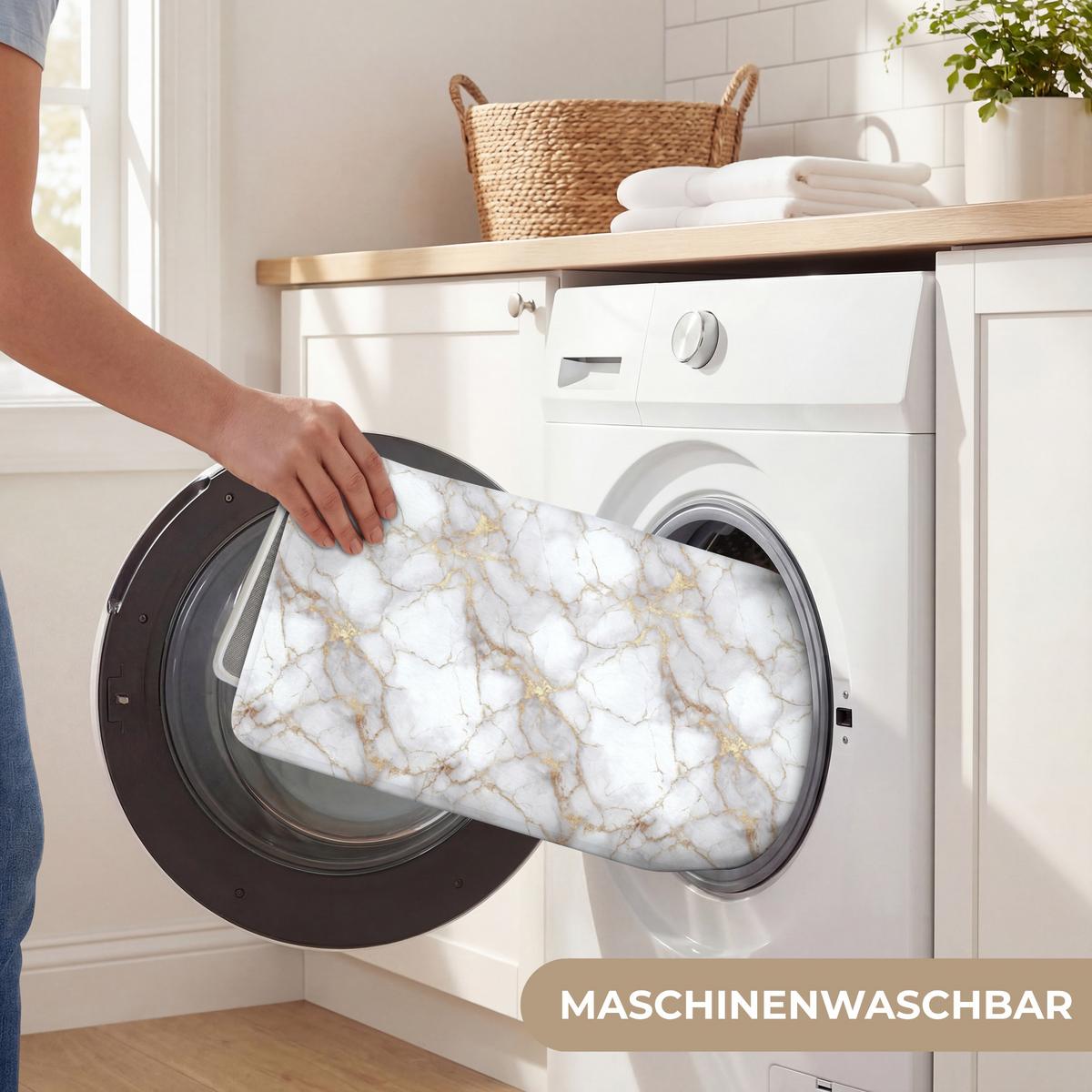 BADEMATTE Weiß - Gold - Marmor - Grau 60x90 cm - Weiß, Textil (60/90cm) - OnlyWow