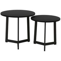 2ER-SET Couchtisch, Runder Beistelltisch, Kaffeetisch mit Stahlgestell Sofatisch - Schwarz, Metall (48/48/45cm) - HOMCOM