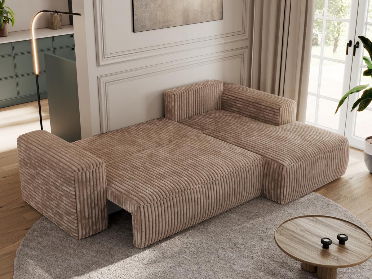 ECKSOFA TRENTINO L Braun Cord - Rechts - Schwarz/Braun, Kunststoff/Textil (164/266cm) - MKS