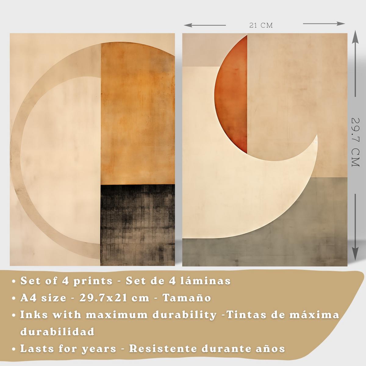 POSTER Set of 2 Beige Abstract Shape Wall Art Modern Living Room Bedroom Kitchen Bathroom Decor Leichter Holzrahmen A4 - Beige, Papier (29.7/1/21cm) - Nacnic